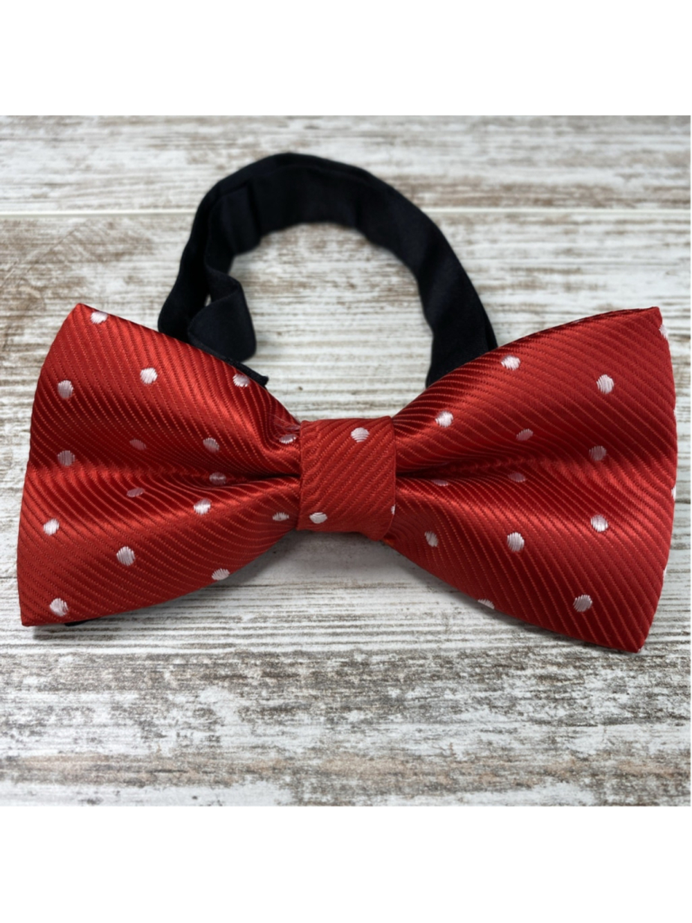 Mens Red Bow Tie White Polka Dot Pre Tied Adjustable Formal Wedding Classic
